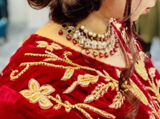 Handmade Bridal Gown in Deep Maroon