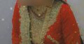 Red Bridal Dress (Sharara) with matching Jewelry, Purse and Sandal