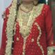 Red Bridal Dress (Sharara) with matching Jewelry, Purse and Sandal