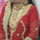 Red Bridal Dress (Sharara) with matching Jewelry, Purse and Sandal