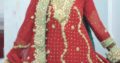 Red Bridal Dress (Sharara) with matching Jewelry, Purse and Sandal