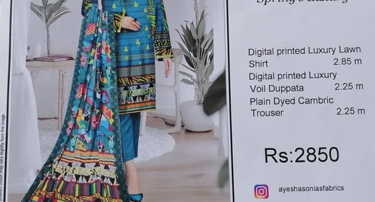 VIBRANT LAWN 3 PIECE SUIT for sale in Lahore in Rs.2299