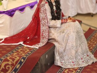 Organza silver and red bridal lehnga