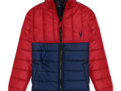 Red with Navy Blue Puffer Jacket for Kids