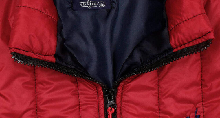 Red with Navy Blue Puffer Jacket for Kids