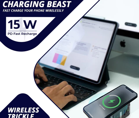 3 in 1 Wireless Charger + 10,000 mAh QC PD Fast Charging Power Bank + Wall