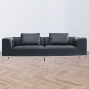 Black Leather 2 Seater Sofa | Modern Sofa | Office Furniture