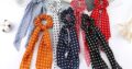 Fashion Dot Print Bow Satin Long Ribbon Ponytail Scarf Hair Tie Scrunchies