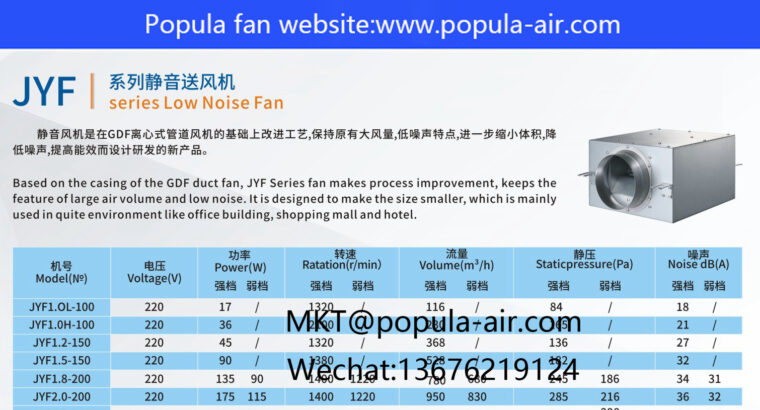 POPULA JYF series silent air supply fan