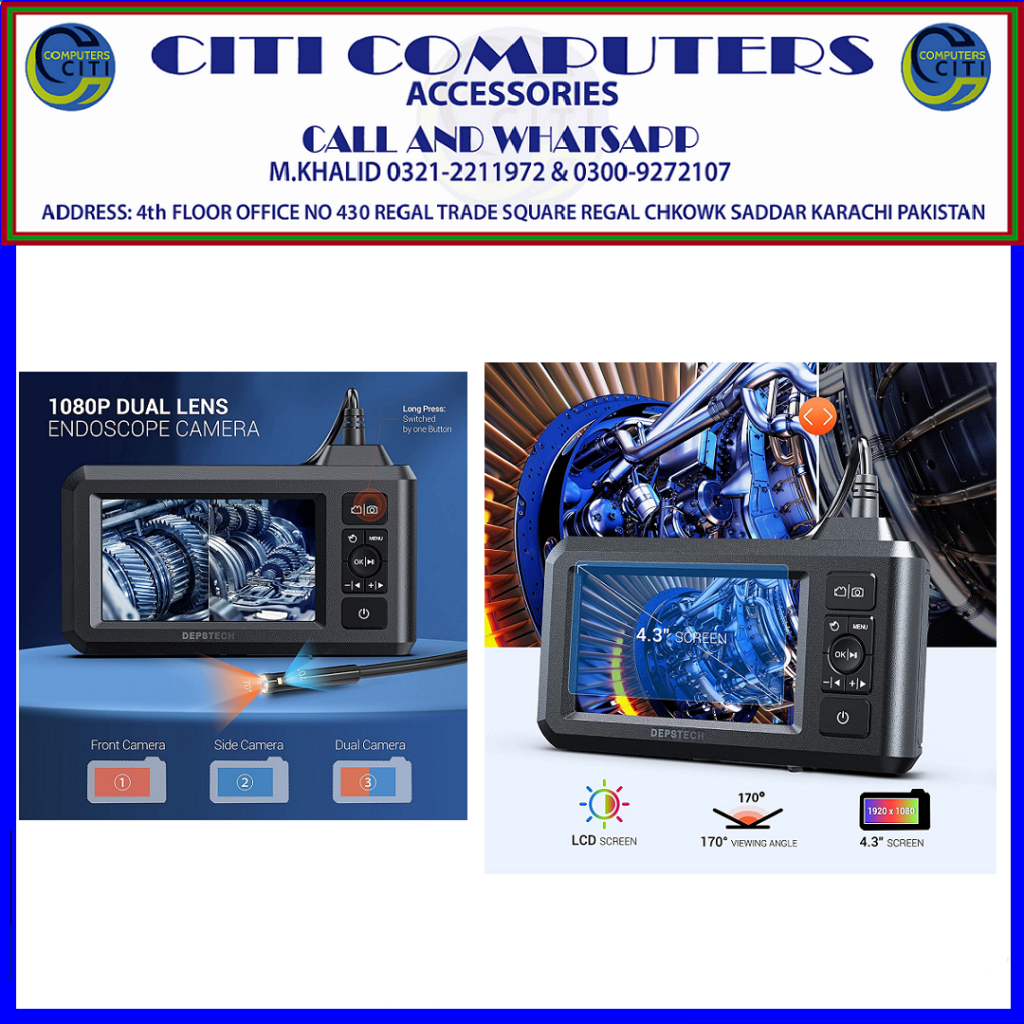 DEPSTECH Dual Lens Industrial Endoscope, 1080P Digital Borescope Inspection - photo 1