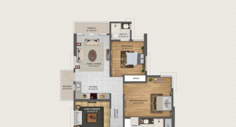 Flat 2 Bed DD – Titan One – Callachi Housing Society