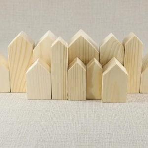 Wooden Mini Houses Set – Different Sizes | Unfinished Wooden Craft Houses for Painting | Table Decor & DIY Supplies