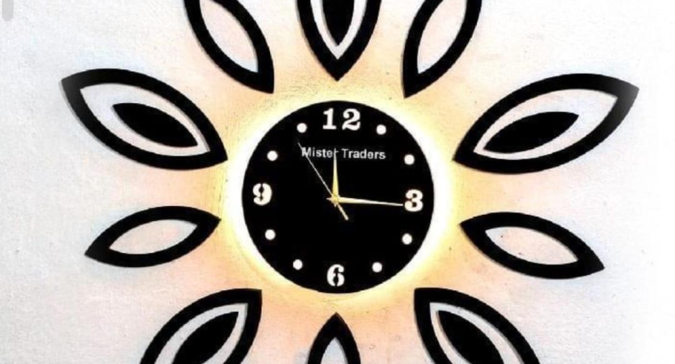 3D Leaf Wall Clock Black Modern Decor