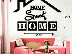3D Wooden Wall Art Home Sweet Home Black 24.5×33.5″
