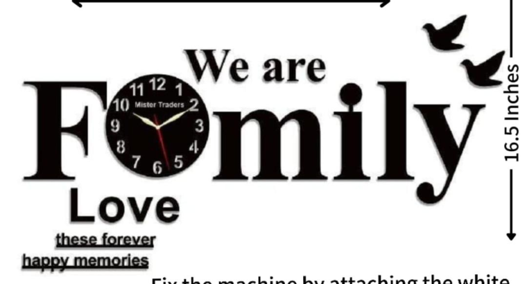 Big Size Wooden Wall Clock 3D Modern Black