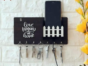 Modern Wall-Mounted Key and Phone Holder with Fence Design