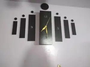 3D Wooden Wall Clock Black Modern Design