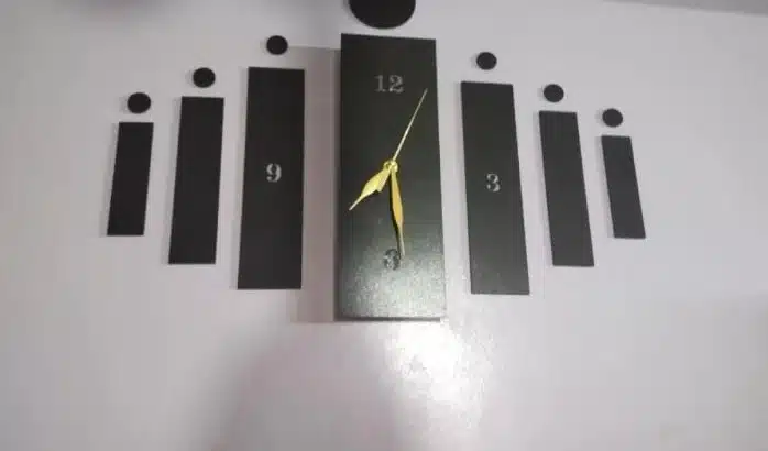 3D Wooden Wall Clock Black Modern Design