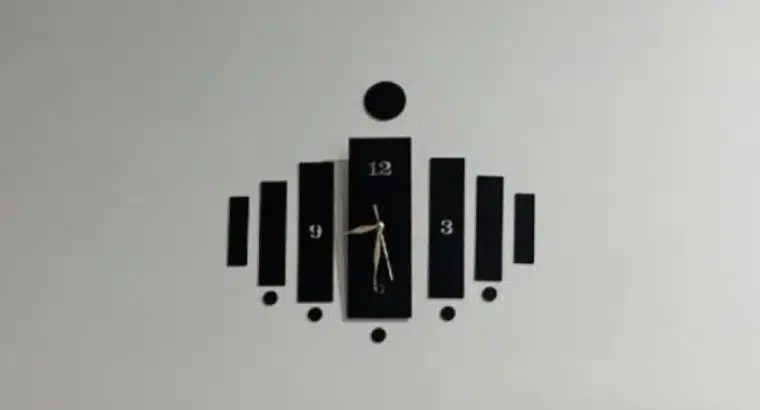 3D Wooden Wall Clock Black Modern Design