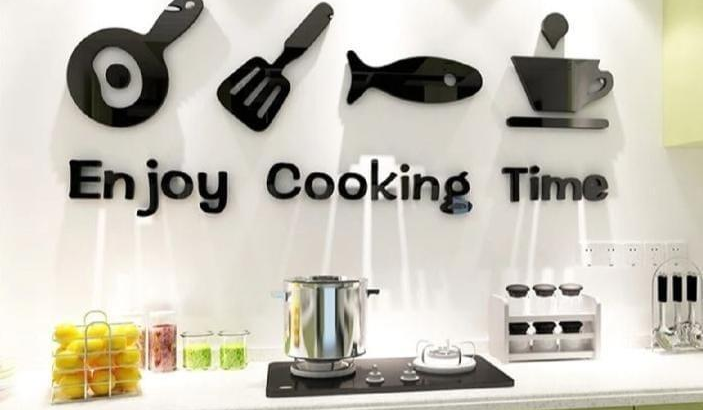 3D Wall Art Black Laser Cut Modern Kitchen Decor