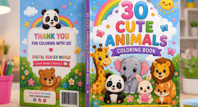 30 Cute Animals Coloring Book For Kids