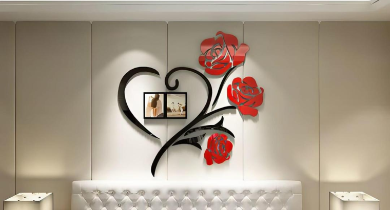 Heart Shape Red Rose Wall Art with Photo Frame