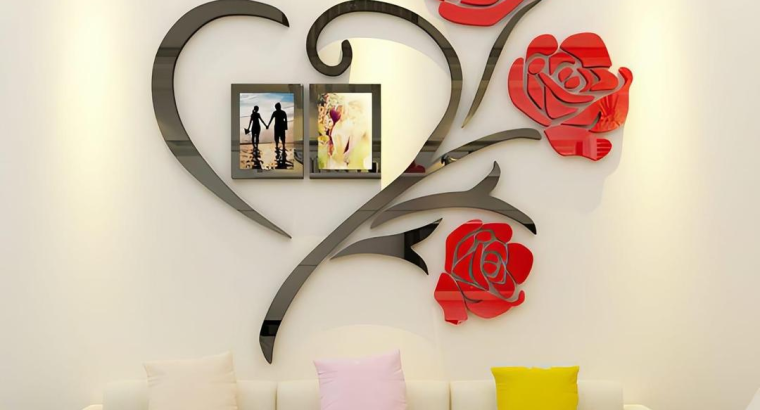 Heart Shape Red Rose Wall Art with Photo Frame