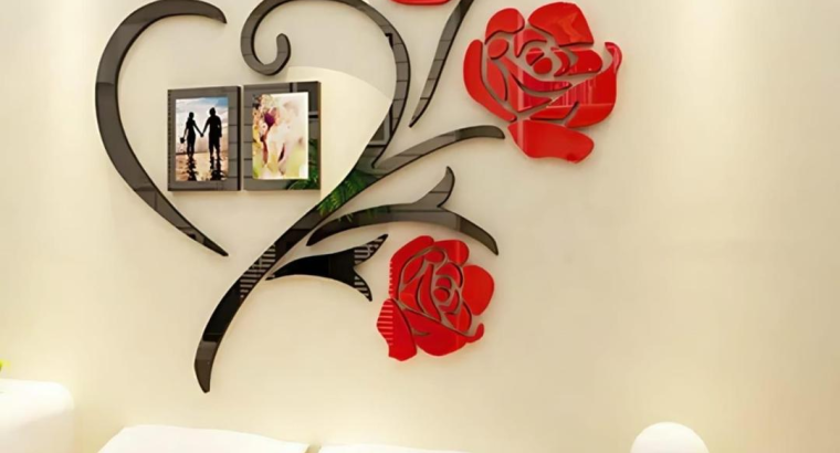 Heart Shape Red Rose Wall Art with Photo Frame