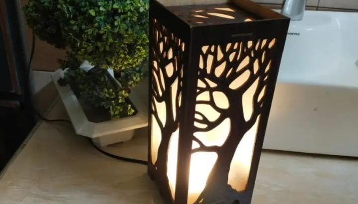 Wooden Tree-of-Life Side Lamp for Home Office Wedding Decor