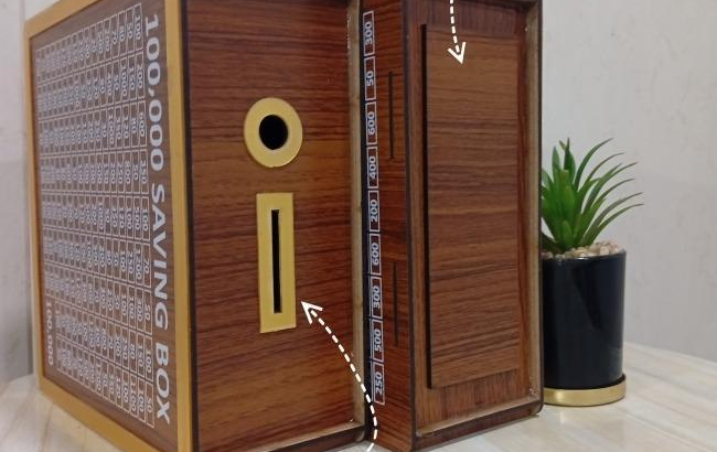100,000 PKR Wooden Savings Box for Home Office
