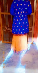 Traditional Mirror Work Shirt with Orange Sharara and Dupatta (Traditional Mirror Work Kurti with Orange Sharara and Dupatta)