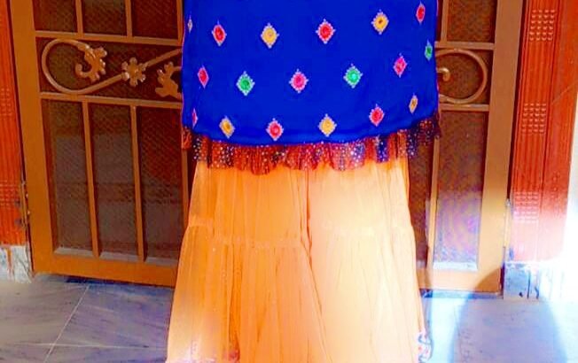Traditional Mirror Work Shirt with Orange Sharara and Dupatta (Traditional Mirror Work Kurti with Orange Sharara and Dupatta)