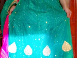 Beautiful Sea Green Lehenga Choli with Pink Dupatta