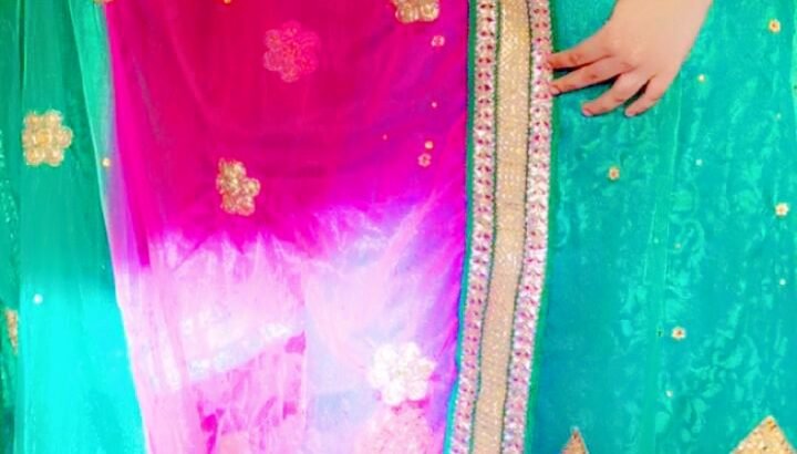 Beautiful Sea Green Lehenga Choli with Pink Dupatta