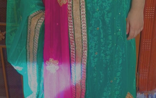 Beautiful Sea Green Lehenga Choli with Pink Dupatta