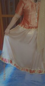 Elegant Banarasi Style Choli with Satin Lehenga and Golden Net Dupatta