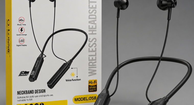 O-LONNIE 058 Wireless Bluetooth Neckband – Hi-Fi Sound | LED Display | Quick Charge