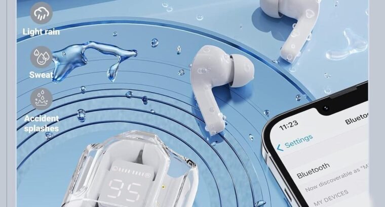 Stylish Grey Bluetooth Earbuds with clea...