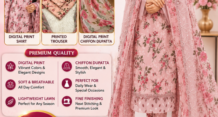 3PC WOMEN’S UNSTITCHED DIGITAL PRINT SUI...