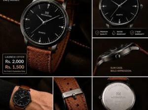MOONSTONE CLASSY LEATHER STRIP WRIST WATCH