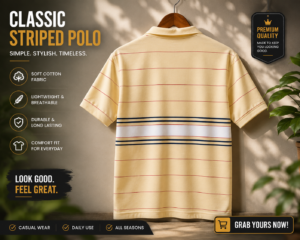 CLASSY STRIPTED POLO T-SHIRT FOR MENS