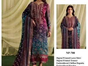 High quality Digital Printed Lawn Trouser and Embroidered Chiffon Dupatta