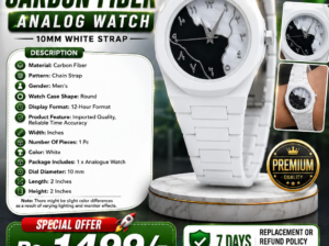 Men’s White Carbon Fibar Analog Watch 10mm White Strap