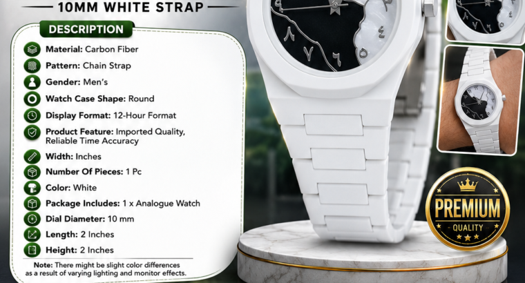 Men’s White Carbon Fibar Analog Watch 10...