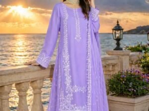 Purple Embroidered Lawn 3pcs set for women