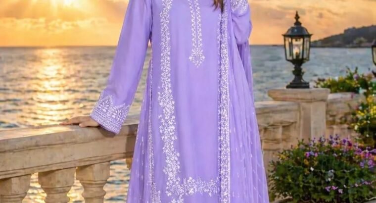 Purple Embroidered Lawn 3pcs set for wom...