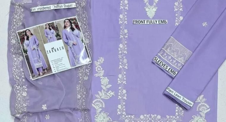 Purple Embroidered Lawn 3pcs set for women
