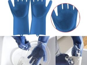 Dishwashing Rubber Gloves Non-Slip Household Laundry Kitchen Cleaning Gloves – Pair (Random color)