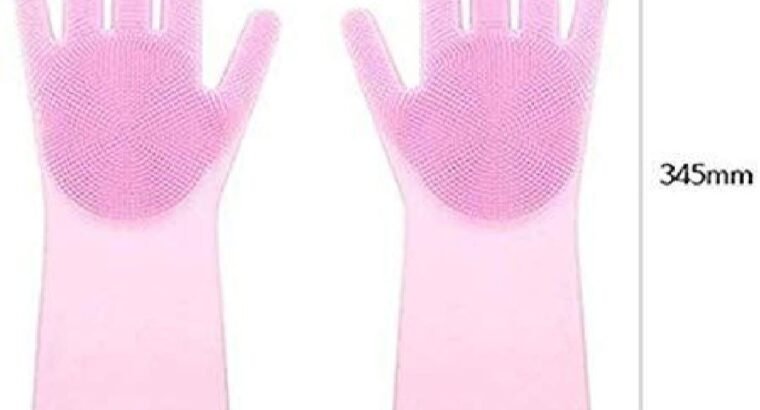 Dishwashing Rubber Gloves Non-Slip Household Laundry Kitchen Cleaning Gloves – Pair (Random color)