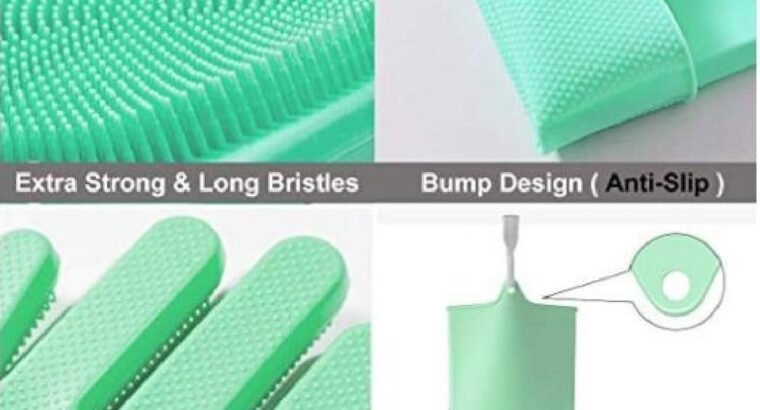 Dishwashing Rubber Gloves Non-Slip Household Laundry Kitchen Cleaning Gloves – Pair (Random color)